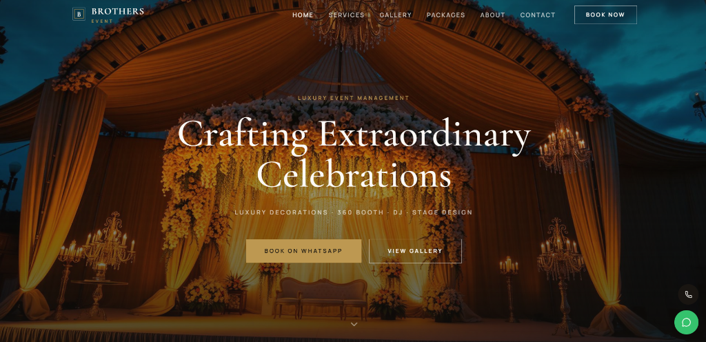 Brothers Event website homepage