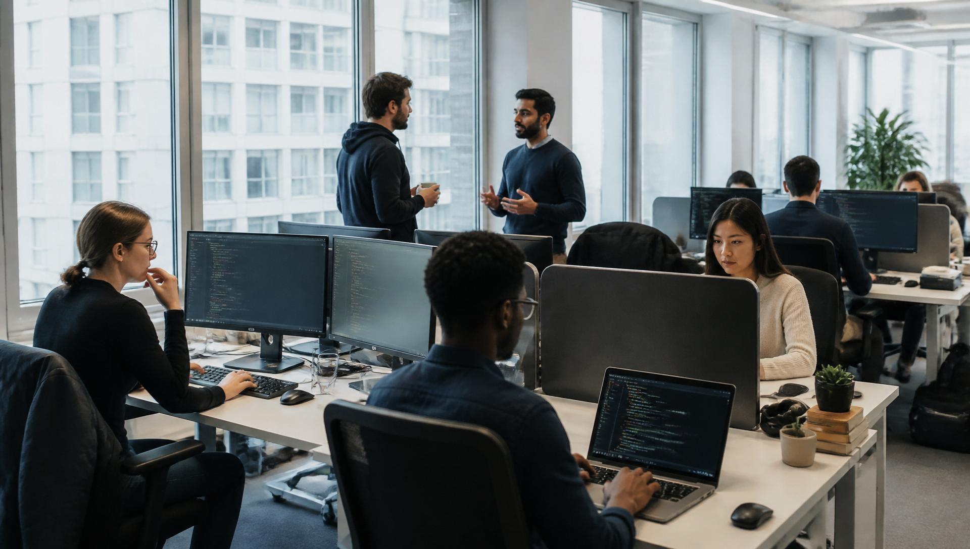 StarkCloudie engineers collaborating in a modern office